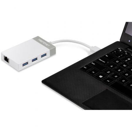 TRENDnet TU3-ETGH3 Hub USB 3.0 con Adaptador Ethernet Gigabit Blanco y Gris
